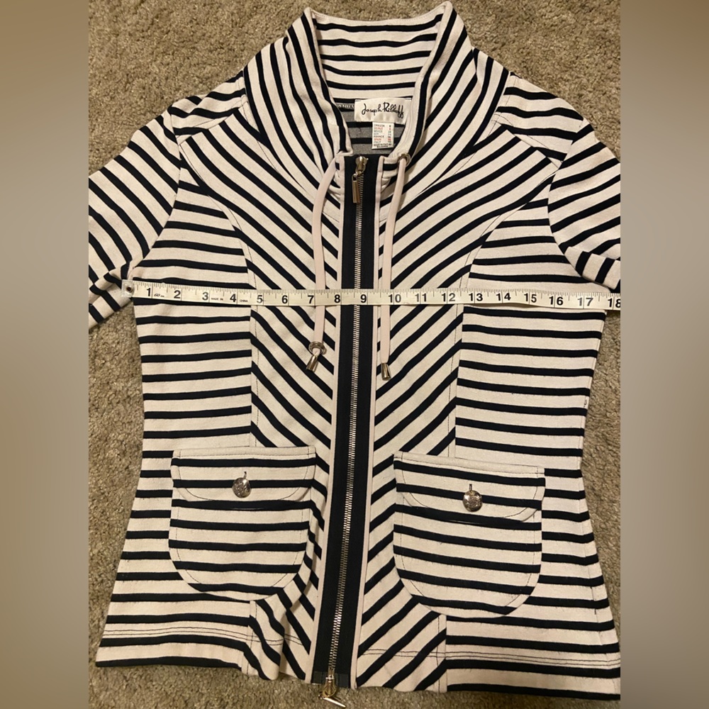 Joseph Ribkoff Striped Zip-Up - Picture 7 of 9